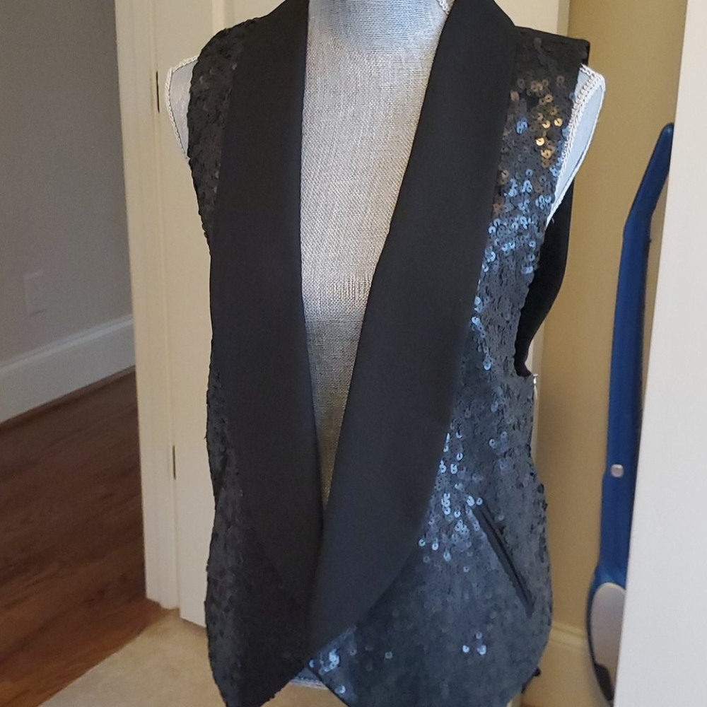 nwt women's xs Michael Kors black sequined vest